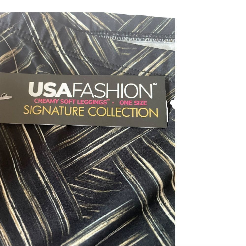 BLACK AND GOLD LEGGINGS, ONE SIZE - Picture 4 of 8